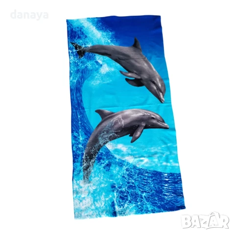 5900 Плажна кърпа Делфини, 150×70 cm, снимка 3 - Хавлиени кърпи - 50461028
