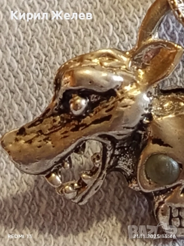 КОЛИЕ с ВИСУЛКА във ФОРМАТА на ДВЕ ВЪЛЧИ ГЛАВИ и ЧЕРЕП 42450, снимка 3 - Колиета, медальони, синджири - 52492456