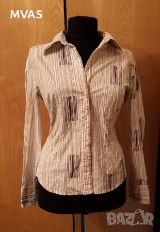 Нова дамска риза S размер бяла на райе