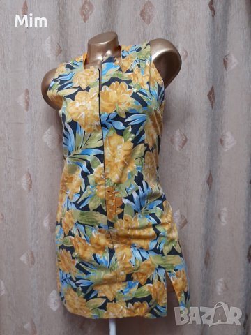 М Рокля с две лица в жълто с цветя и в оранжево &, снимка 4 - Рокли - 41303540