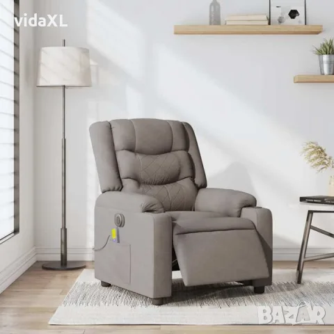 vidaXL Електрически масажен наклоняем стол, таупе, текстил(SKU: 3310258), снимка 2 - Масажори - 56089407