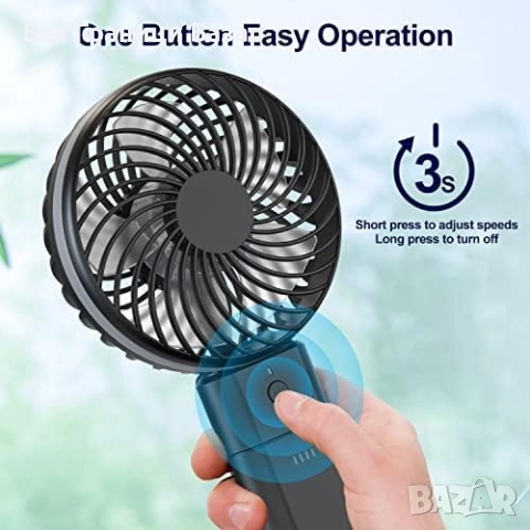 Нов Преносим мини вентилатор 5 скорости + Power Bank 5200mAh Охлаждане, снимка 4 - Други стоки за дома - 51487502