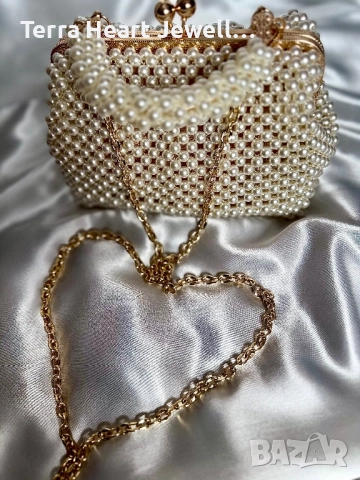 Дамска чанта и перли и метална рамка , снимка 11 - Чанти - 52502151
