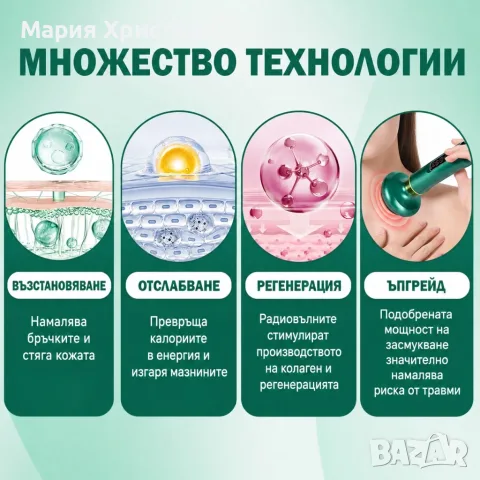 Антицелулитен вакуумен масажор за тяло с вендузи, загряване и 12 нива на засмукване – за крака, коре, снимка 6 - Масажори - 55781732