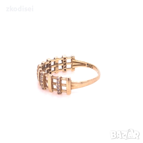 Златен дамски пръстен 1,89гр. размер:54 14кр. проба:585 модел:33759-6, снимка 2 - Пръстени - 51721464