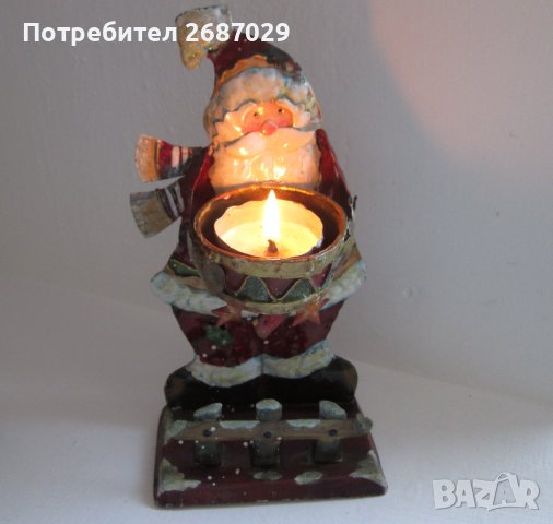 Дядо Мраз стар свещник, метал, снимка 1 - Статуетки - 38976622