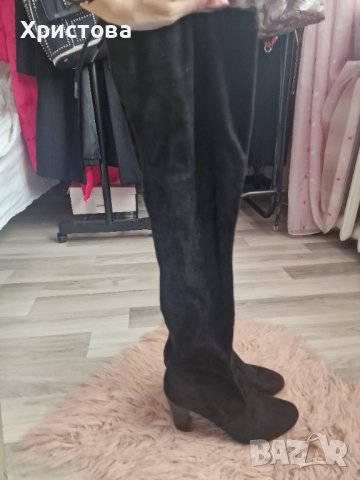 Елегантни черни велурени чизми - 55,00лв., снимка 5 - Дамски ботуши - 44343690