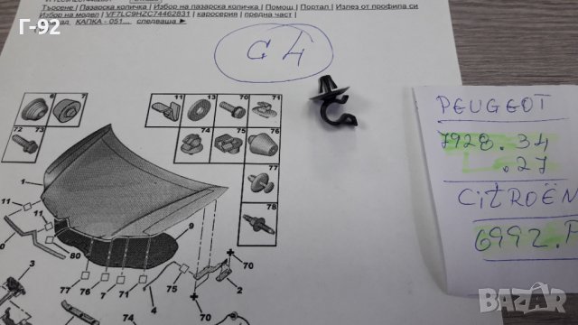 7928.34**NEU**PSA**CITROEN**PEUGEOT**ЩИПКА ЗА ЩЕКАТА НА ПРЕДНИЯ КАПАК **, снимка 2 - Части - 39465633