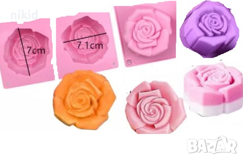 7 см роза силиконов молд форма калъп гипс шоколад сапун свещ 