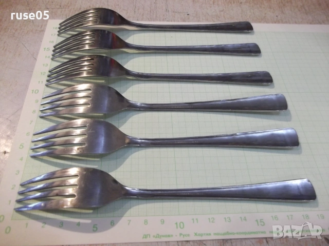 Лот от 6 бр. вилици с релефни дръжки, снимка 4 - Прибори за хранене, готвене и сервиране - 53134421