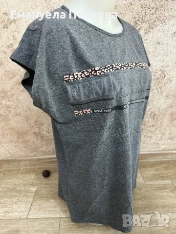 Дамска тениска с принт - сив/черен цвят, снимка 2 - Тениски - 48058765
