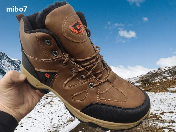 Мъжки зимни боти с топъл хастар в кафяво -Caidai., снимка 2 - Мъжки боти - 48273784