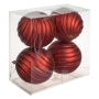 Комплект коледни топки червени мат с вълнообразен брокат Ø12 см_1253580, снимка 2