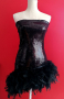 Коктейлна рокля с пайети и пера , снимка 1 - Рокли - 36211832