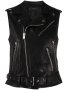 AMIRI Black Fringed Biker Leather Дамски Кожен Елек size 42 (M), снимка 1 - Якета - 42195724