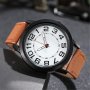 MOONBIFFY Black White Brown 0589 мъжки кварцов часовник с кожена каишка, снимка 1