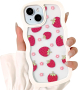 NITITOP  Калъф за iPhone 15 за момиче, къдрава форма, ягоди