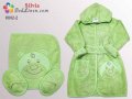 Комплект от 3 части с бродерия - детски халат с кърпа и чехли от памук, снимка 1 - Хавлии и халати - 39260801