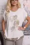 Блуза “White Golden Dandelion” – екрю блуза със златен принт арт.5096, снимка 3