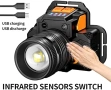 Нов Супер ярък LED челник USB, сензор за жестове, лек и водоустойчив уред глава, снимка 2