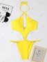 Дамски моден едноцветен бански костюм, 5цвята - 023 , снимка 11