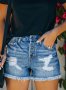 Дамски улични хипстърски скъсани дънкови къси панталони , снимка 4