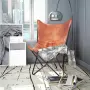 vidaXL Стол тип пеперуда, кафяв, естествена кожа, снимка 3