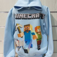 Нов детски суичър с дигитален печат MINECRAFT в светлосин цвят, снимка 6 - Детски анцузи и суичери - 36230994