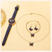 Комплект Дамски моден кварцов часовник+бижута,5 артикула, снимка 3 - Дамски - 44757184