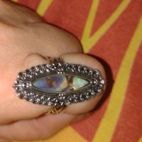 Пръстен-халка Седеф в антично сребро , снимка 3 - Пръстени - 41387041