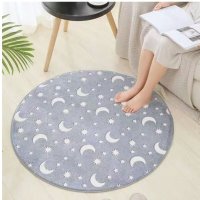 Светещо килимче със звезди, Сив, декоративна пухкава постелка с фосфоресциращи звезди, 80 см, снимка 2 - Килими - 42362773