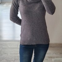 Сива плетена блуза, снимка 2 - Блузи с дълъг ръкав и пуловери - 38937306