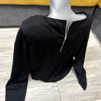 H&M Дамска блуза с дълъг ръкав/ черна/ елегантна/ HM /  с цип на гърба, снимка 3 - Блузи с дълъг ръкав и пуловери - 38979176