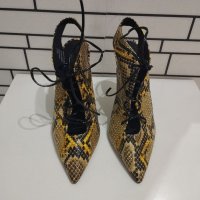 Змийски жълто-черни елегантни обувки , снимка 6 - Дамски елегантни обувки - 40309138