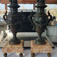 Красиви антикварни френски вази- гарнитури декорация- камина , снимка 1 - Антикварни и старинни предмети - 38695954