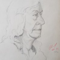 Майсторска рисунка Тома Петров(1908-1972) Портрет на жена 1946година  , снимка 1 - Картини - 36004353