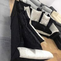 Нов Ъглов диван от плат цвят - черно и сиво, материал плюш, снимка 11 - Дивани и мека мебел - 39687922