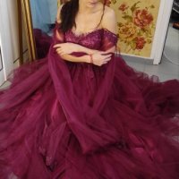 Бална рокля тип Принцеса в цвят бордо, снимка 3 - Рокли - 40701126