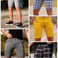 Мъжки вталени карирани ежедневни къси панталони голям размер, 5цвята - 023, снимка 1 - Къси панталони - 40804621