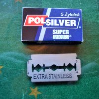 5 бр. ножчета за бръснене POLSILVER в картонена  кутийка , снимка 1 - Антикварни и старинни предмети - 35690101