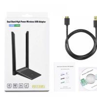 Безжичен Двубандов USB WIFI адаптер 1200Mbps 2.4GHz/5GHz,USB 3.0 мрежа с антена за PC Win XP/7/8/10, снимка 8 - Мрежови адаптери - 42451080