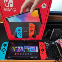 Конзола NINTENDO SWITCH OLED Red & Blue 64GB, като нова, малко ползвана с Гаранция и Екстри., снимка 3 - Nintendo конзоли - 42673808