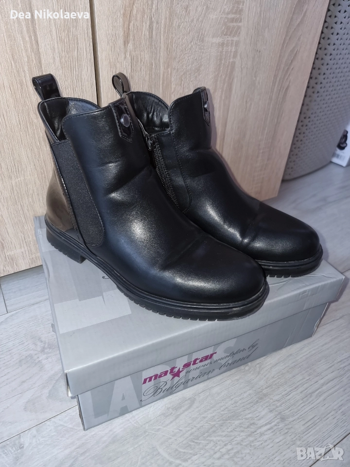 ниски боти лак и кожа , снимка 1