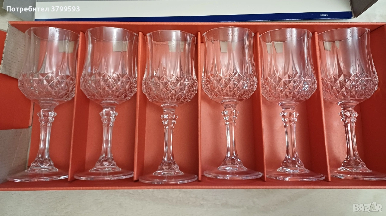 6 френски кристални чаши за вино CRISTAL D'ARQUES , снимка 1