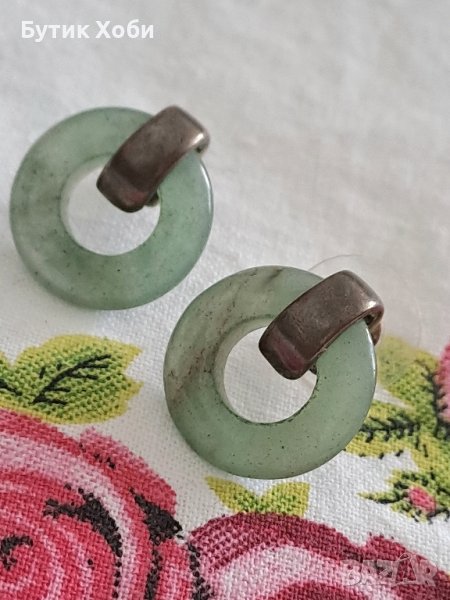 Ретро обеци с нефрит, снимка 1