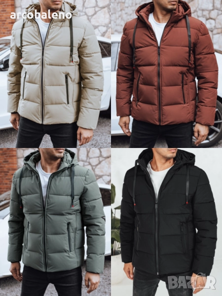 Мъжко зимно ватирано яке с качулка, 4цвята , снимка 1