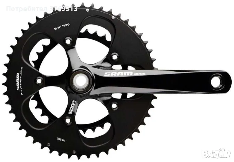 Курбели със средно SRAM Apex Crankset - 172.5mm  50/34t 110 BCD GXP шосейни курбели, снимка 1