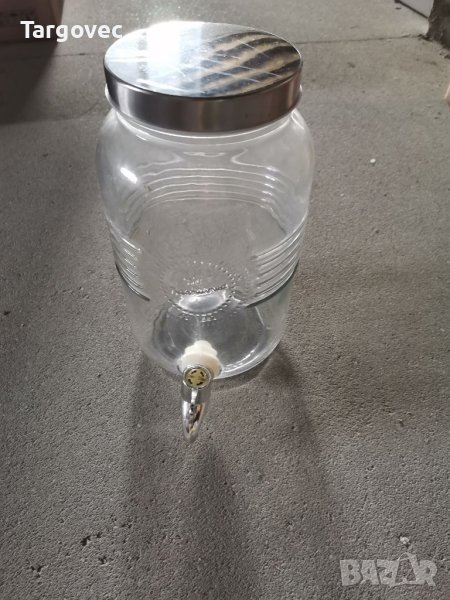 Стъклен буркан с кранче, снимка 1