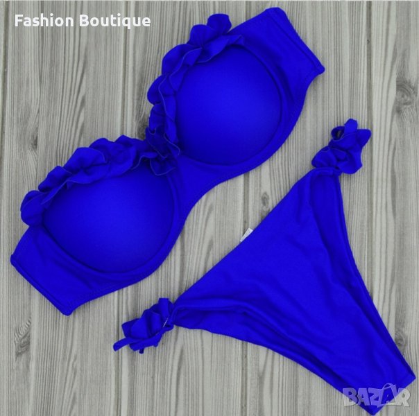 Син бански с твърди чашки Push up , снимка 1