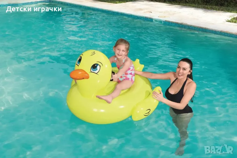 Детско надуваемо пате Bestway, 135 х 91см, жълто, за басейн и плаж, снимка 1